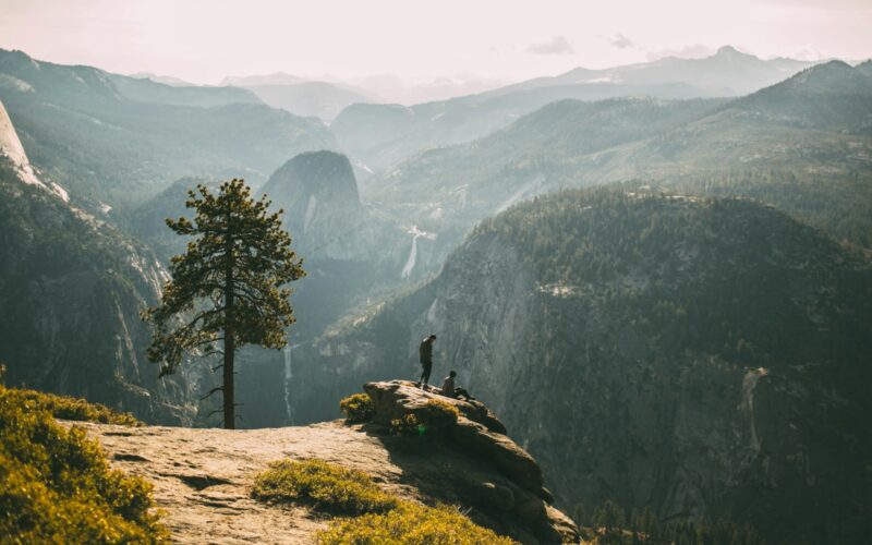 person standing on cliff